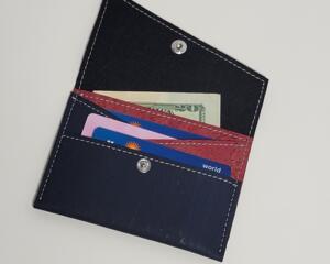 Slim Snap Card Wallet - Navy/Dark Pink