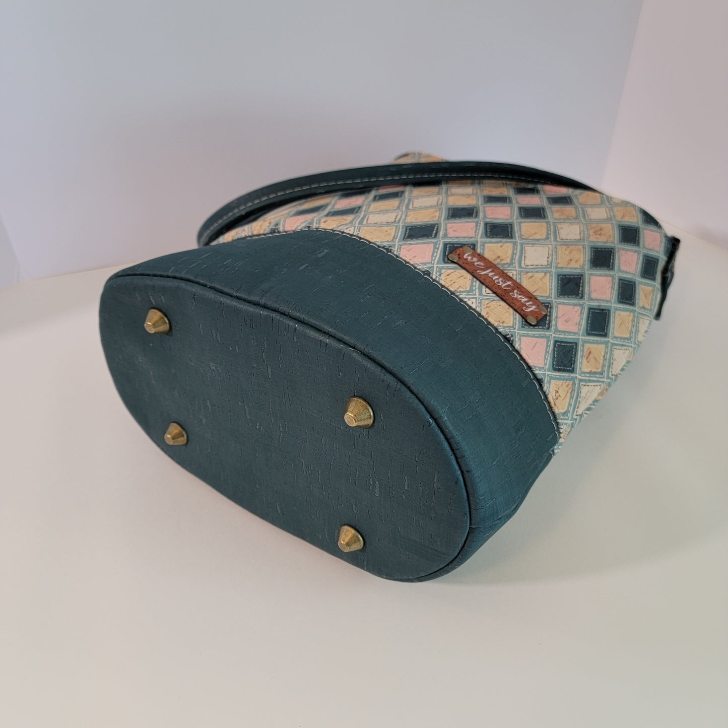 Handcrafted Cork Bucket Bag - Diamonds