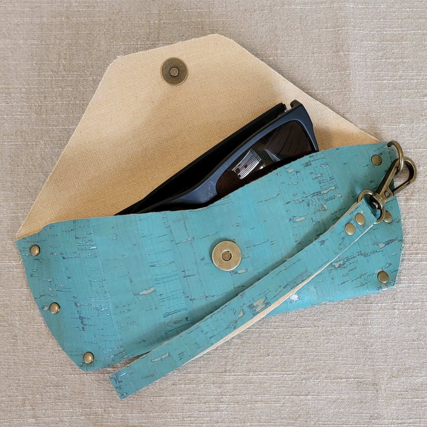 Cork Eyeglass Case - Turquoise