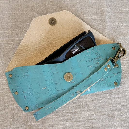 Cork Eyeglass Case - Turquoise