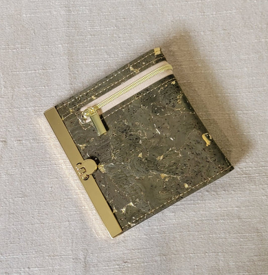 Cork Wallet - Olive Green/Gold