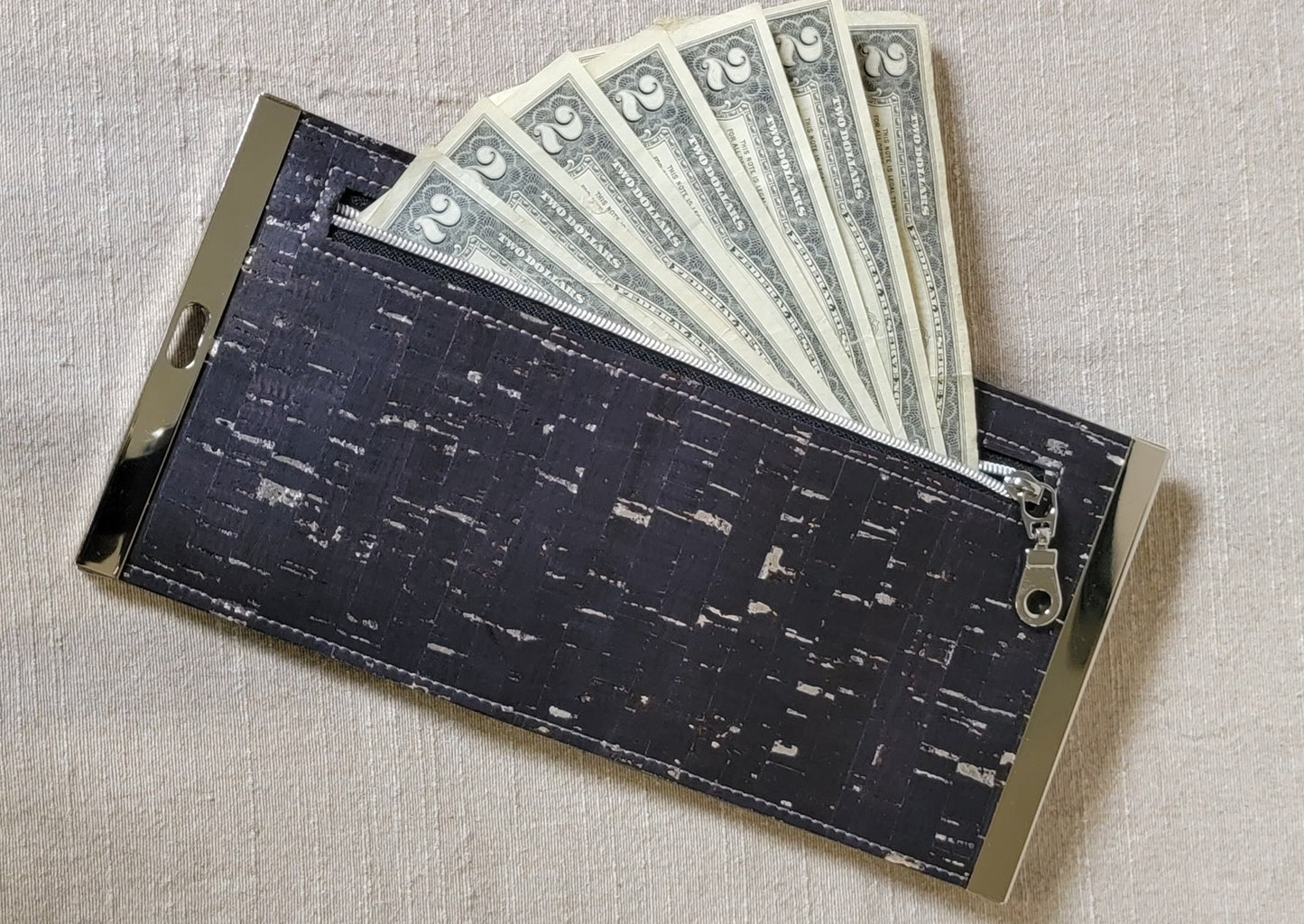 Cork Wallet - Black/Silver