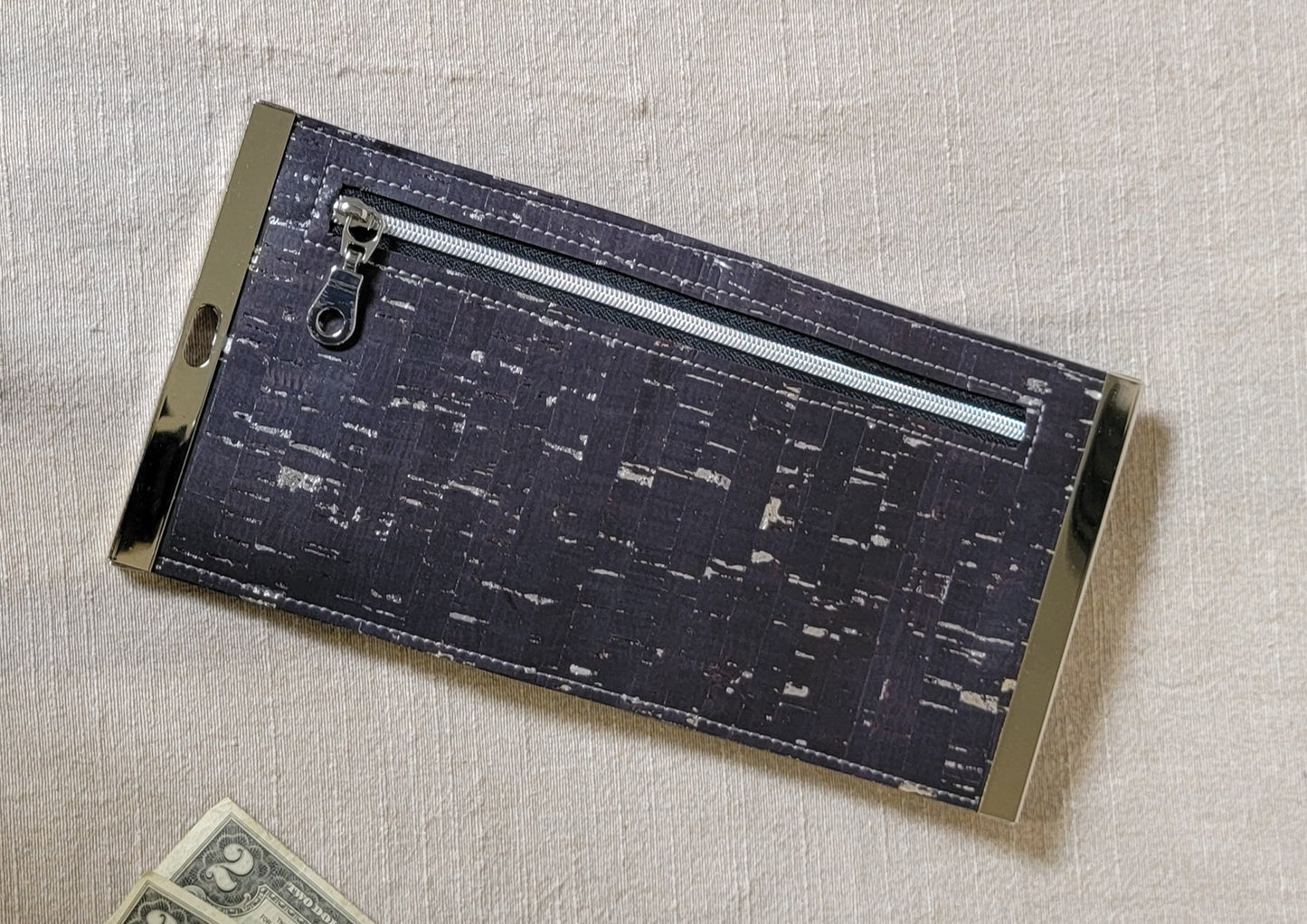 Cork Wallet - Black/Silver