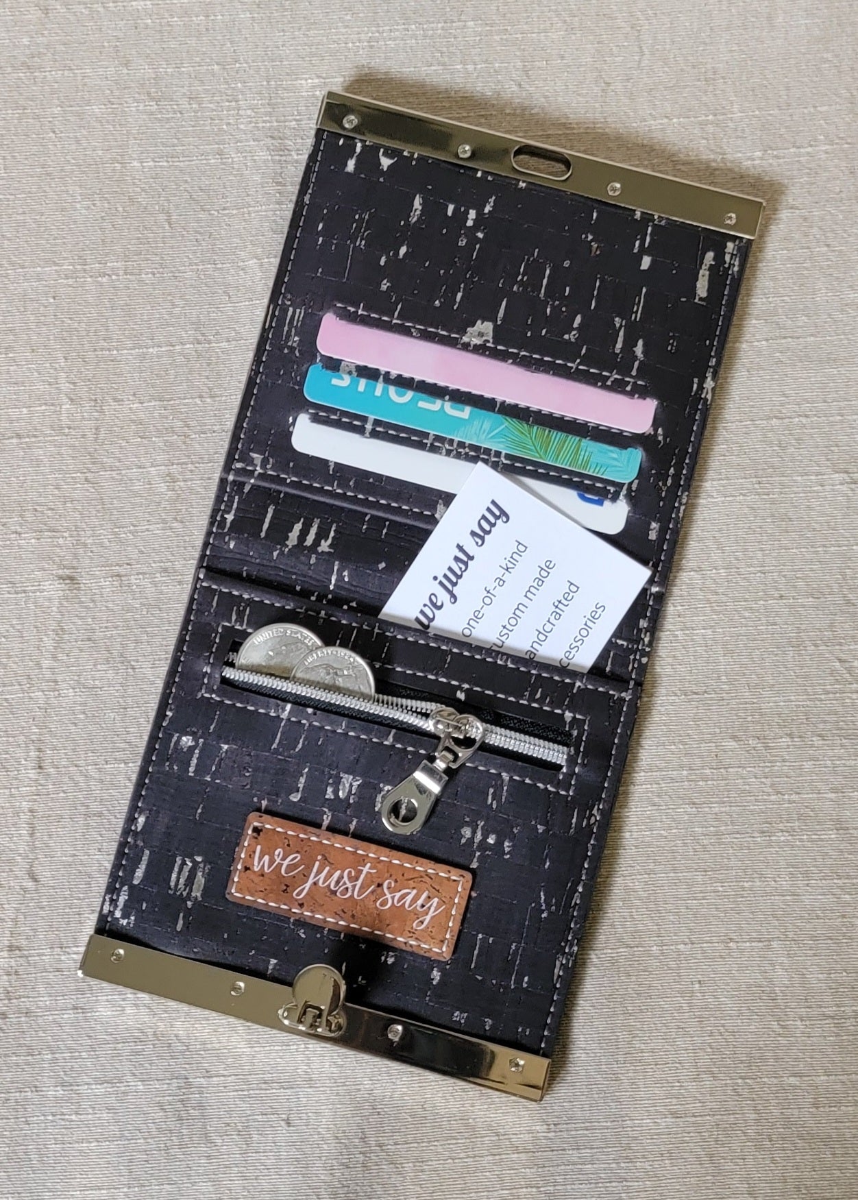 Cork Wallet - Black/Silver