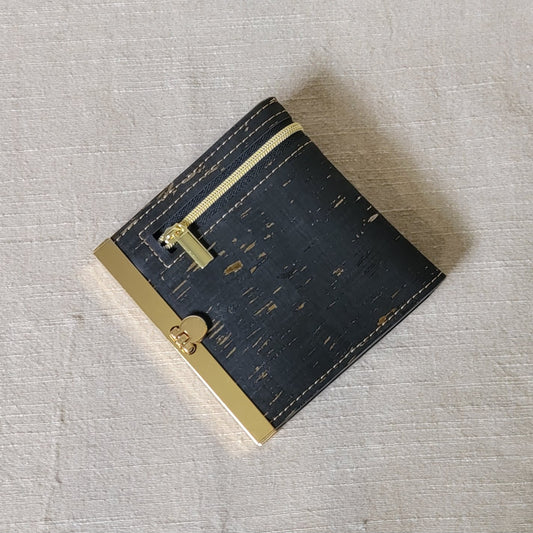 Cork Wallet - Black/Gold