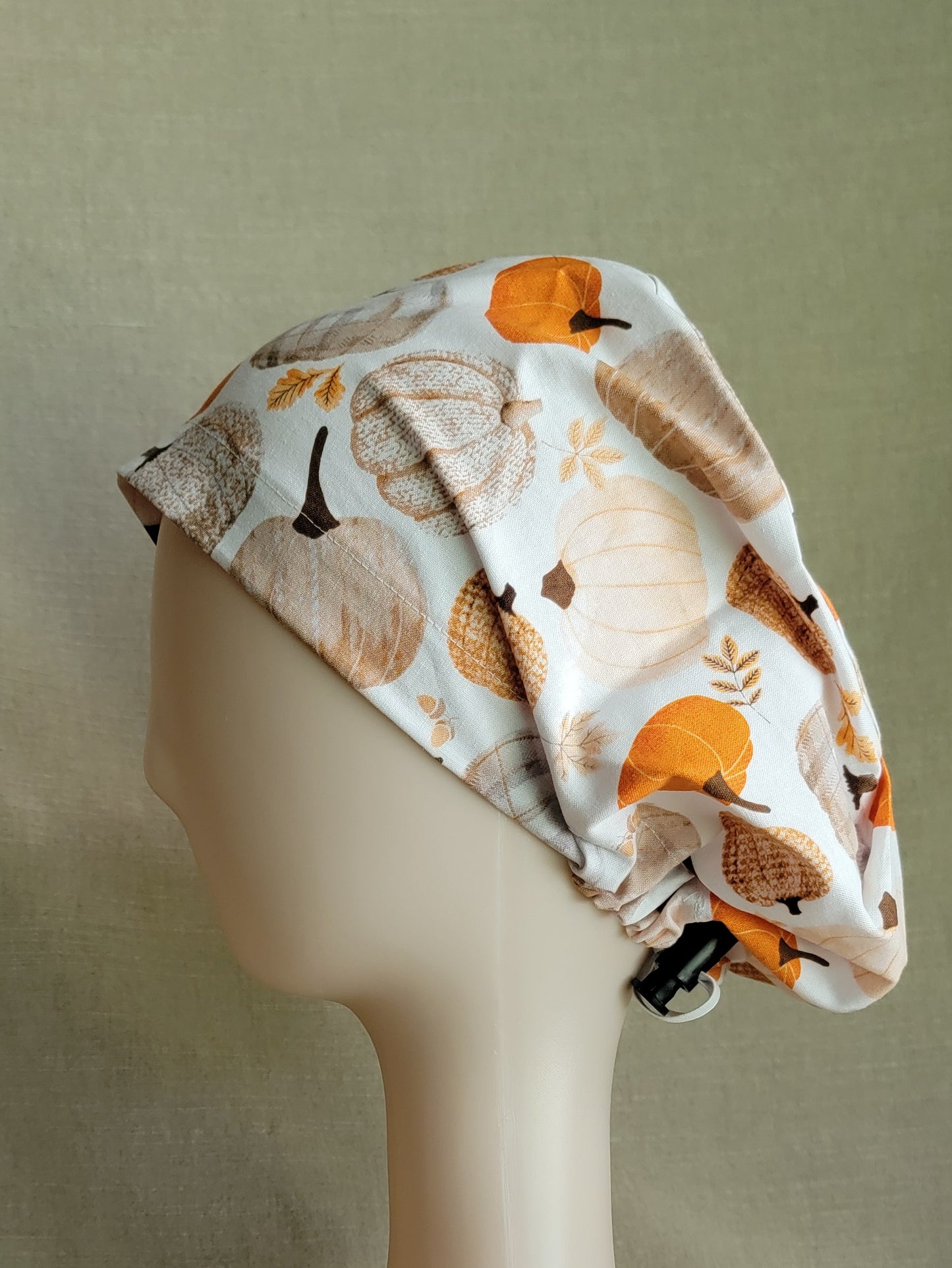 Scrub Cap - White/Pumpkins