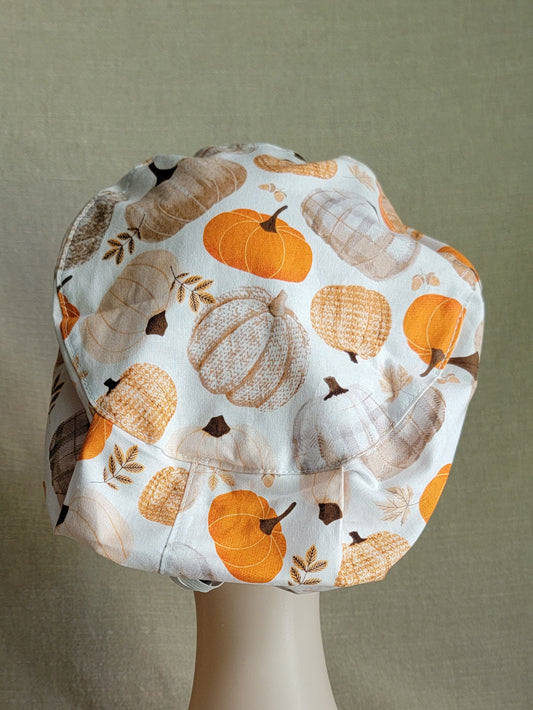 Scrub Cap - White/Pumpkins