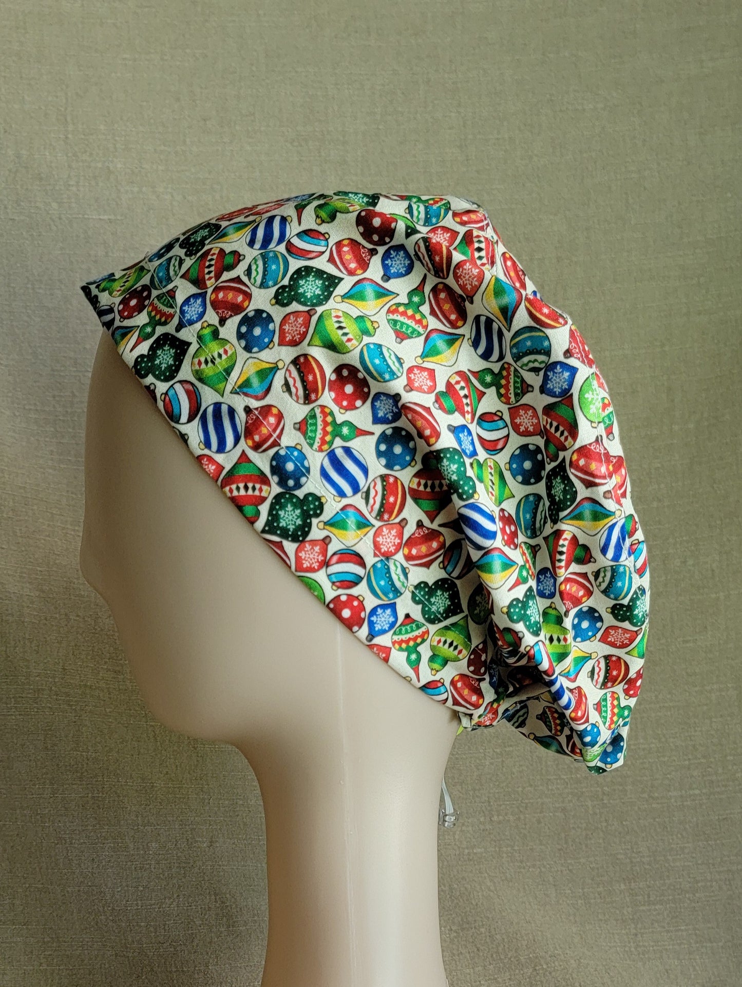 Scrub Cap - Ornaments/White