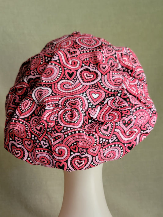Scrub Cap - Pink & Red Hearts