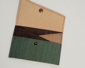 Slim Snap Card Wallet - Olive Green/Brown/Natural