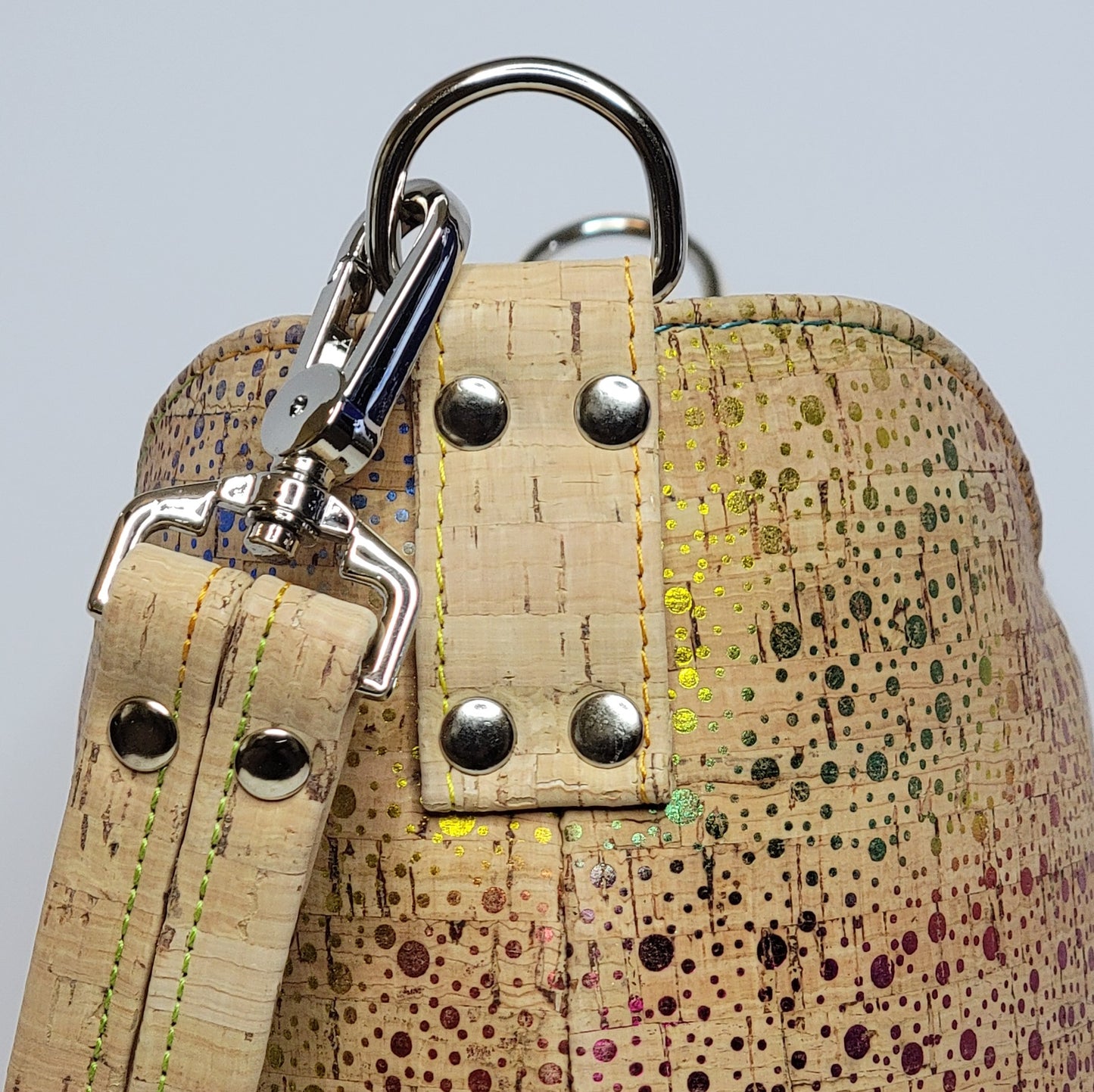 Handcrafted Cork Bucket Bag - Rainbow Speckles