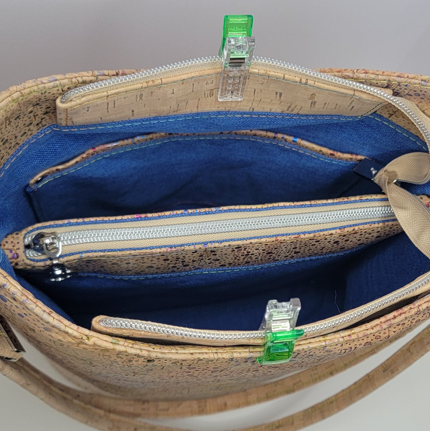 Handcrafted Cork Bucket Bag - Rainbow Speckles