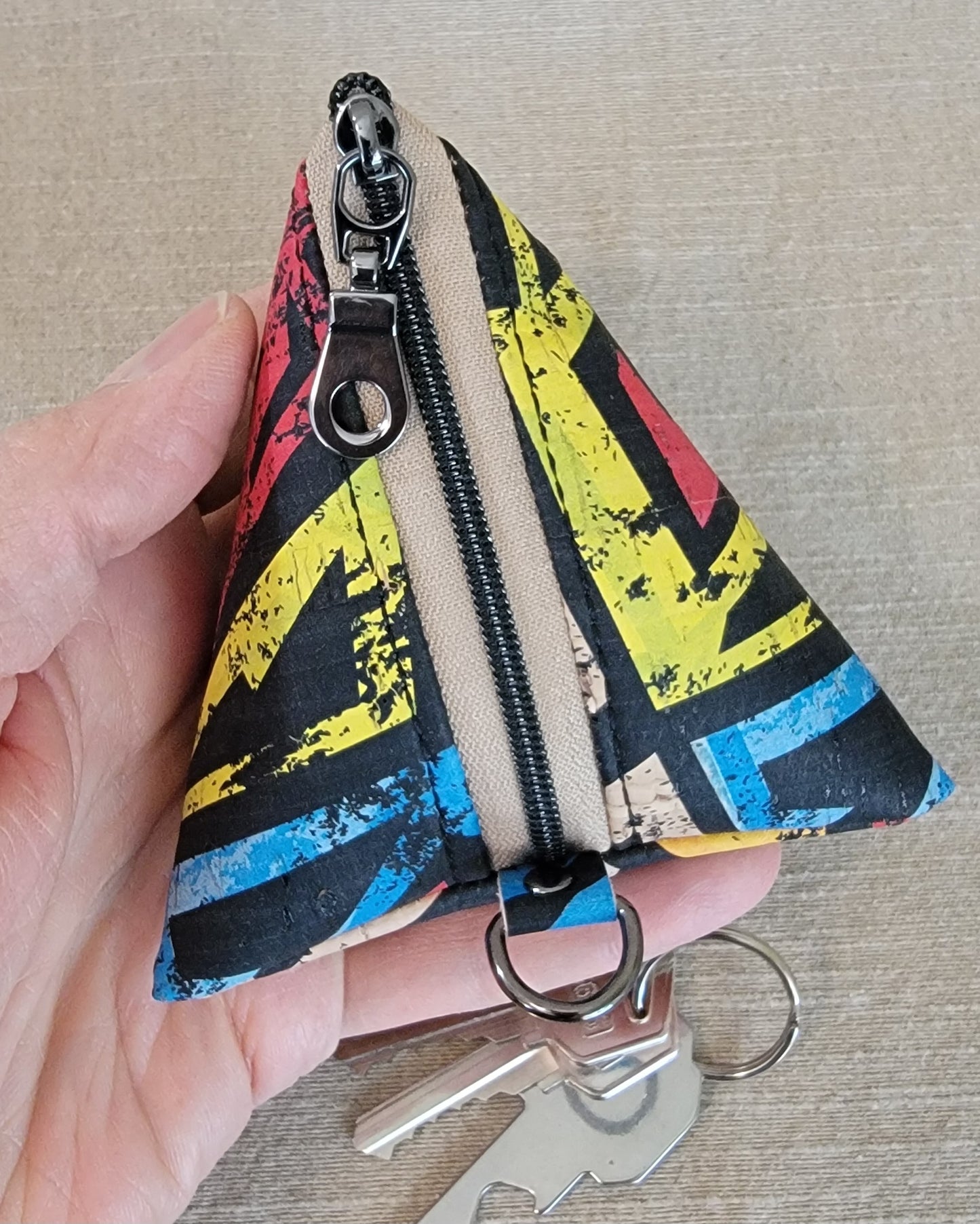 Pyramid Cork Key Keeper - Geometric Grunge