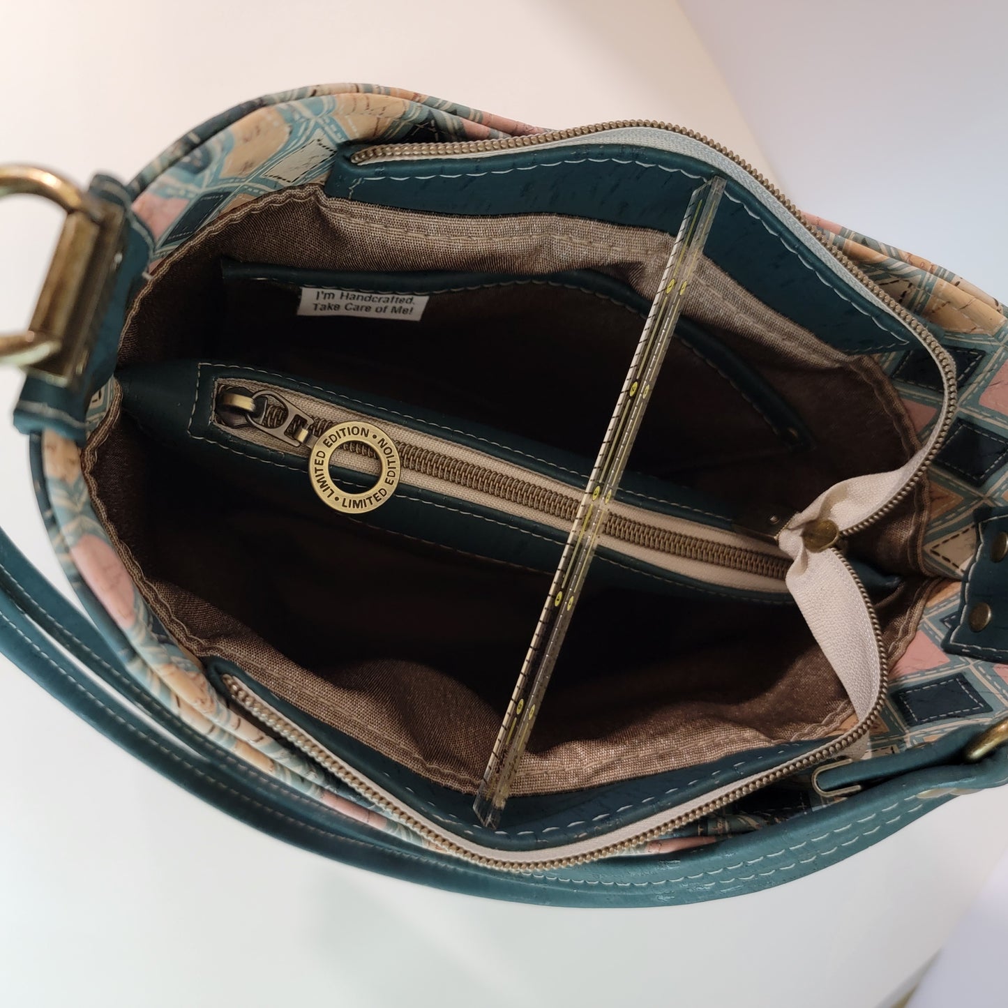 Handcrafted Cork Bucket Bag - Diamonds