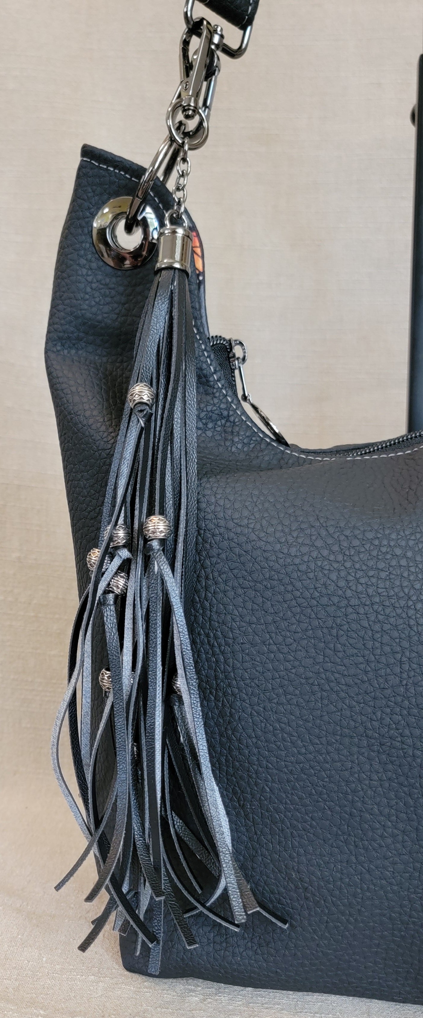 Hobo Bag - Black Pebble Faux Leather