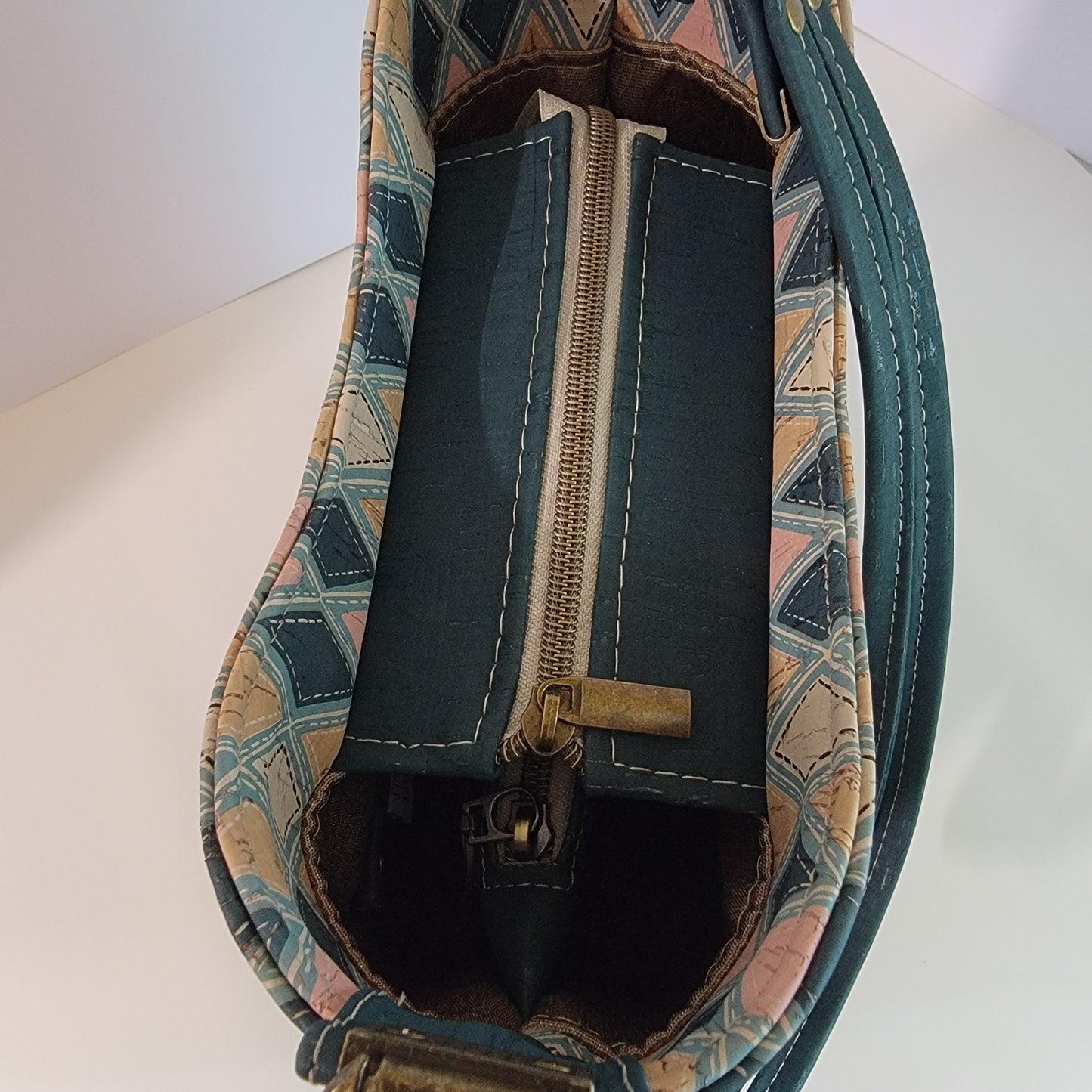 Handcrafted Cork Bucket Bag - Diamonds