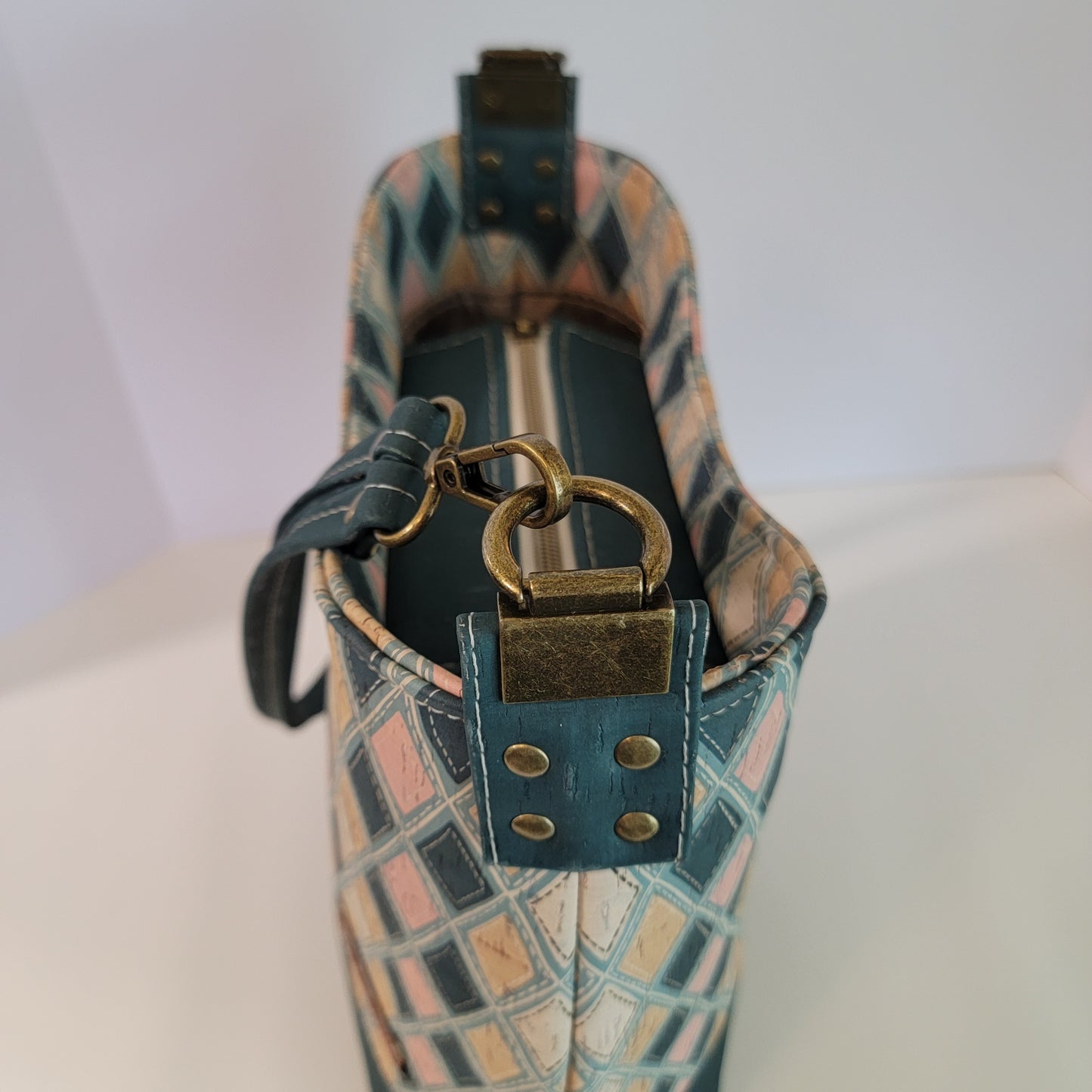 Handcrafted Cork Bucket Bag - Diamonds