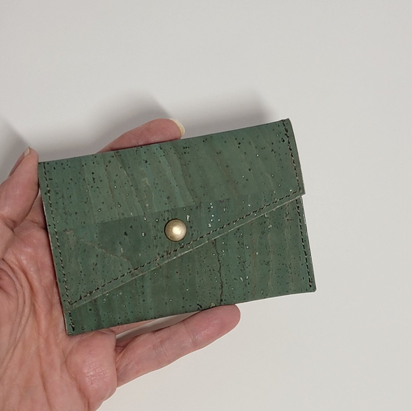 Slim Snap Card Wallet - Olive Green/Brown/Natural