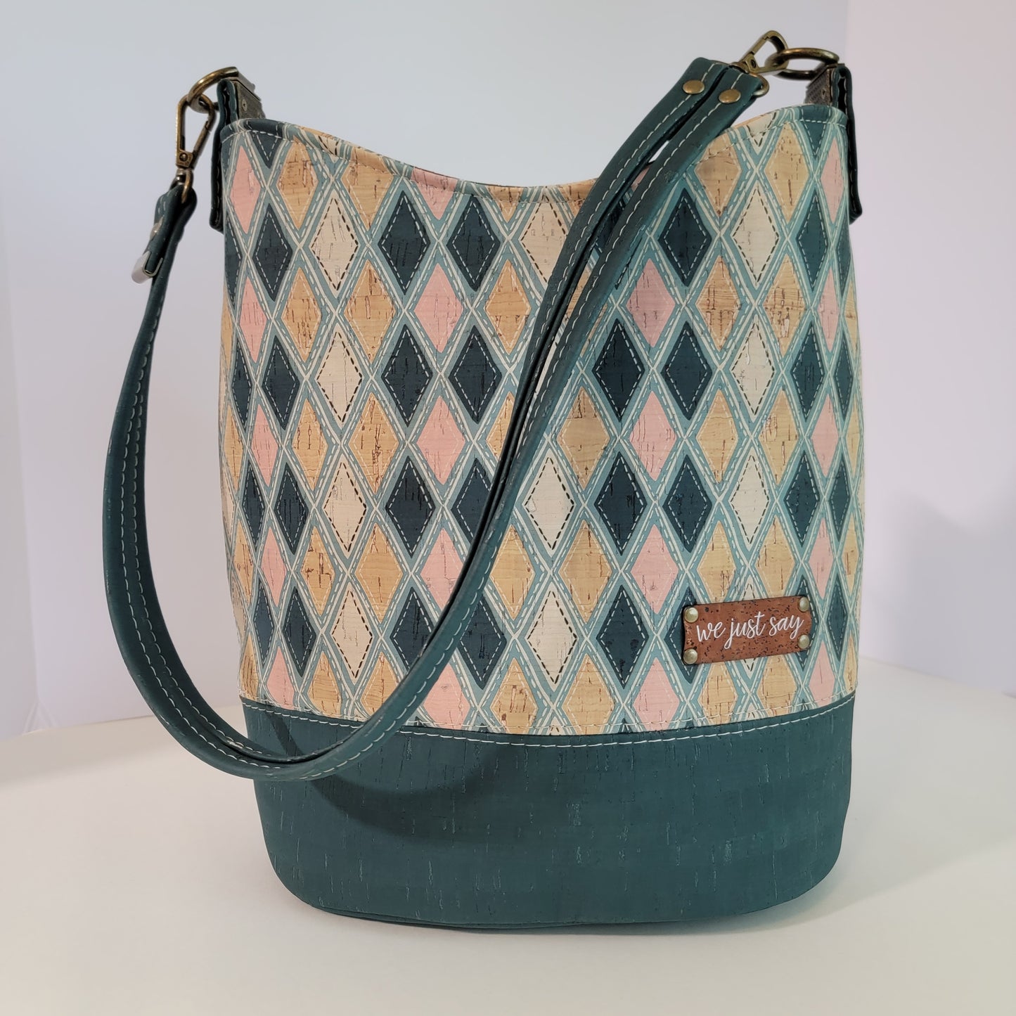 Handcrafted Cork Bucket Bag - Diamonds