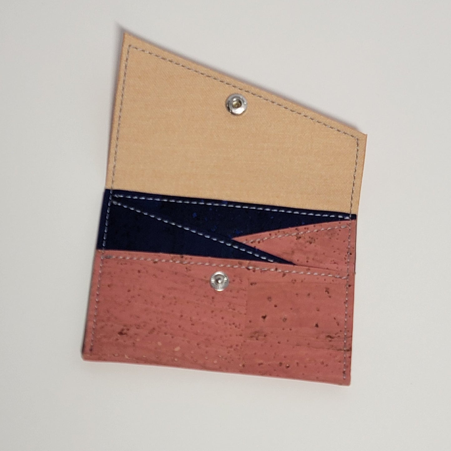 Slim Snap Card Wallet - Salmon/Royal Blue