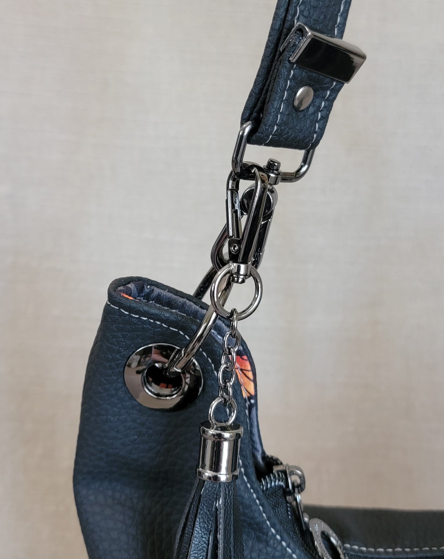 Hobo Bag - Black Pebble Faux Leather