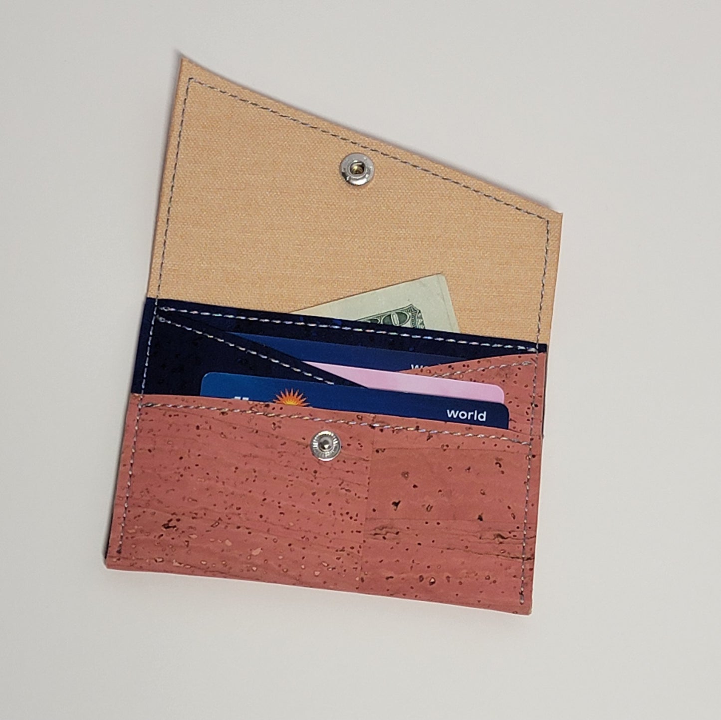 Slim Snap Card Wallet - Salmon/Royal Blue